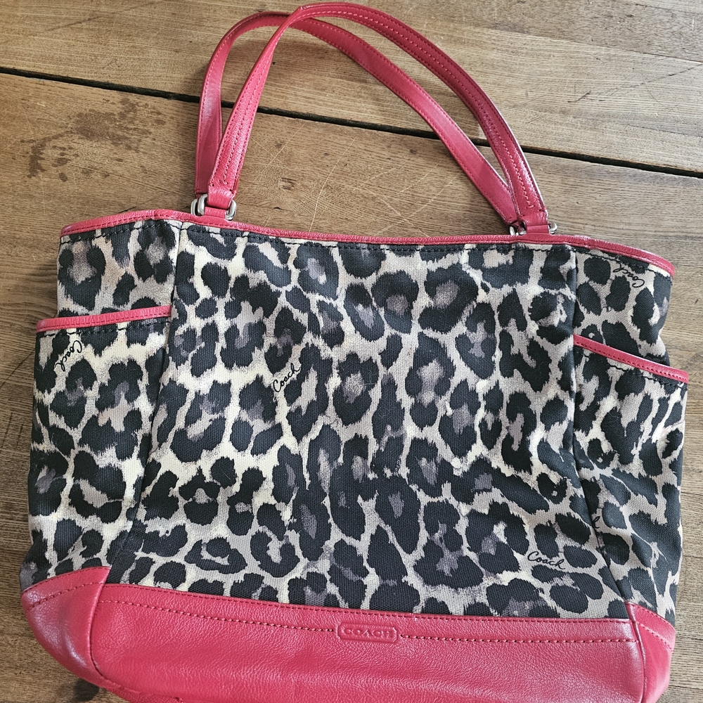 Coach Pink and Leopard Print Women's Bag